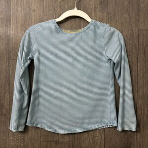 Wonder Nation Girls Teal & White Striped Long Sleeve Top | Size M (7–8)